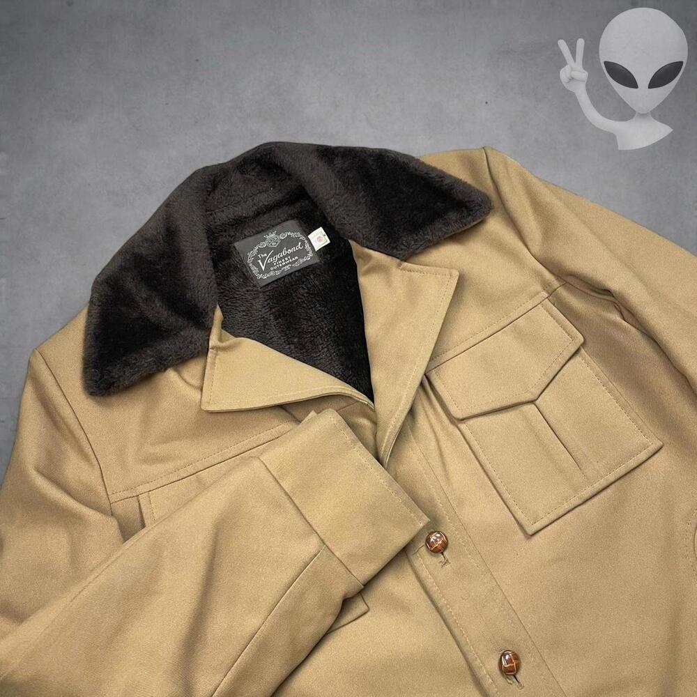Vtg 70s The Vagabond Rich Sher Coat Mens 42 Tan Sherpa Lined Faux Fur Collar USA - Picture 2 of 7